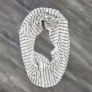 White Black Striped Infinity Scarf